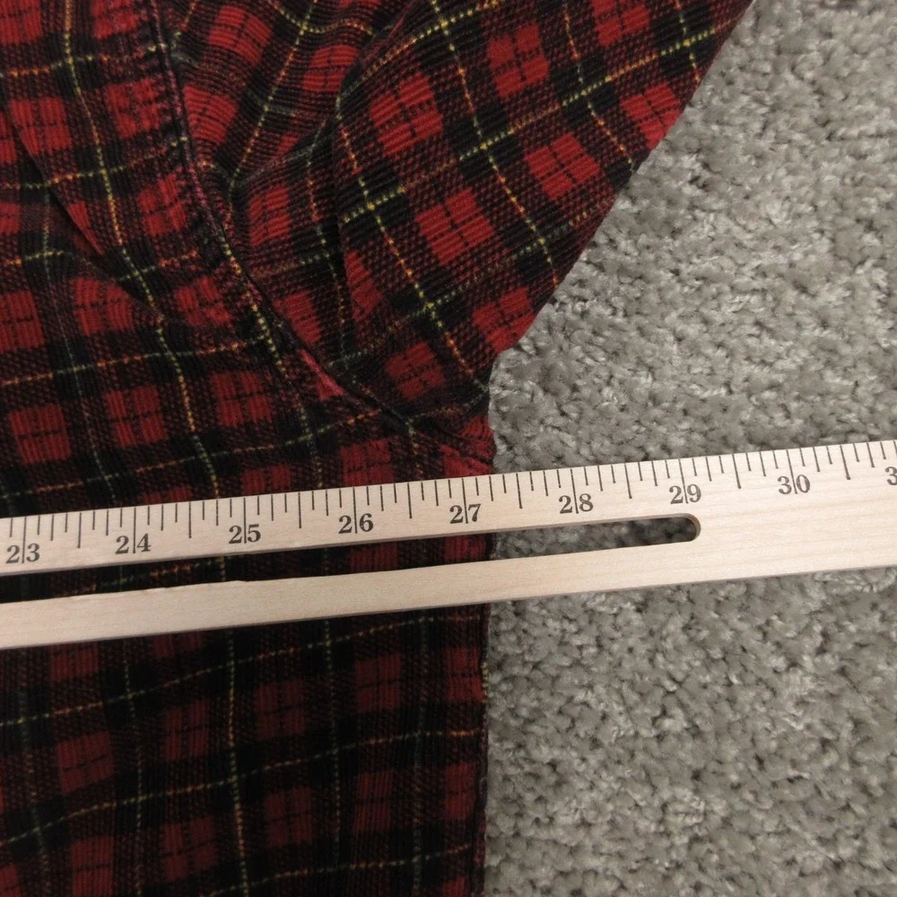 Vintage Eddie Bauer Shirt Men XL Red Plaid Corduroy Outdoor Lumberjack Button Up